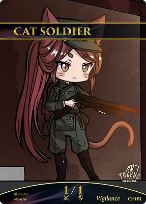 Chibi Cat Soldier MTG token 1/1