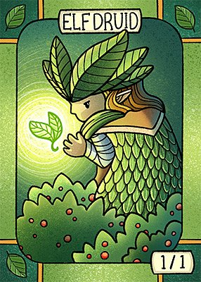 Elf Druid MTG token 1/1