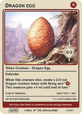 Dragon Egg MTG token 0/2