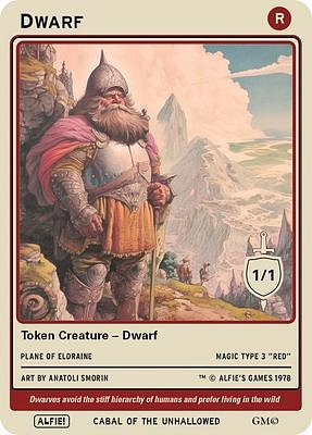 Dwarf MTG token 1/1