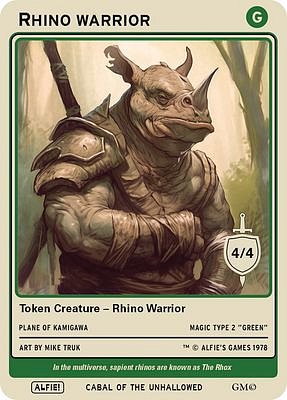 Rhino Warrior MTG token 4/4