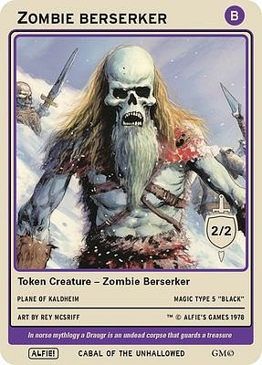 Zombie Berserker MTG token 2/2