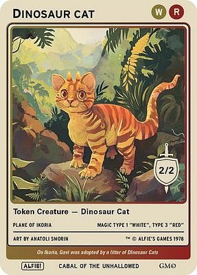 Dinosaur Cat MTG token 2/2