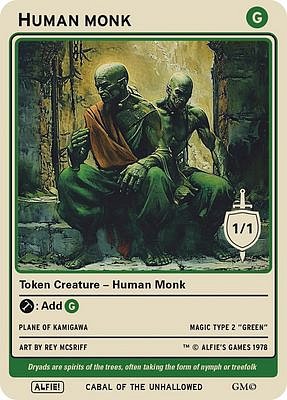 Human Monk MTG token 1/1