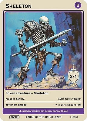 Skeleton MTG token 2/1