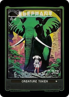 Elephant MTG token 3/3 (v.2)