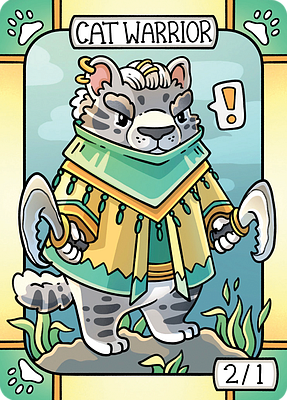 Cat Warrior MTG token 2/1
