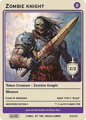 Zombie Knight MTG token 2/2
