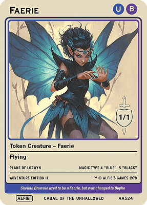 Faerie MTG token 1/1 (v.3)